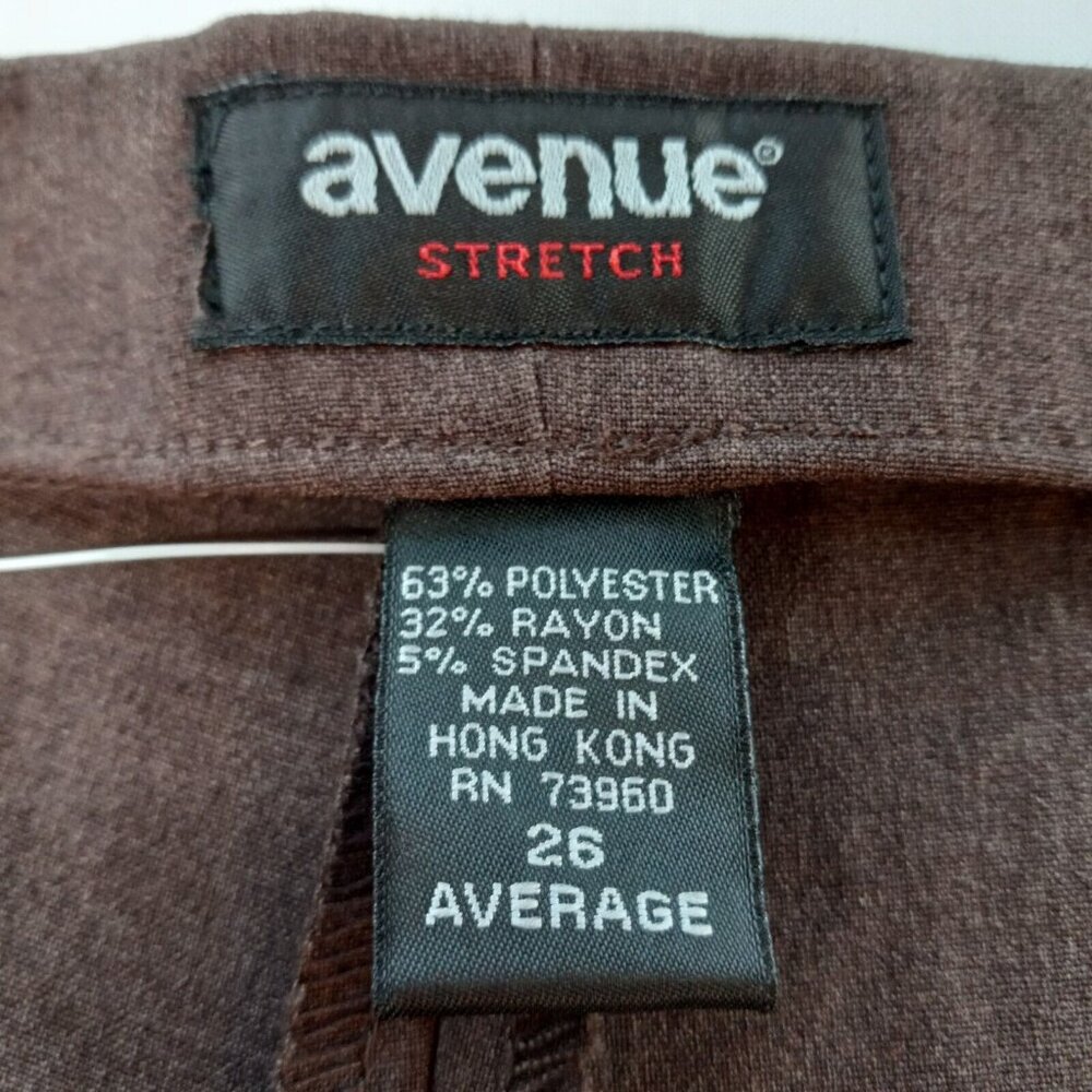 Avenue Stretch Women's Pants 47/29.5 Plus Size 26 Brown Flat Front Straight NWT - Picture 3 of 16
